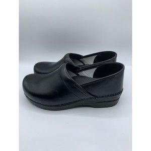 Dansko Womens Round Toe Slip On Leather Black Comfort Clog Shoes Size 41